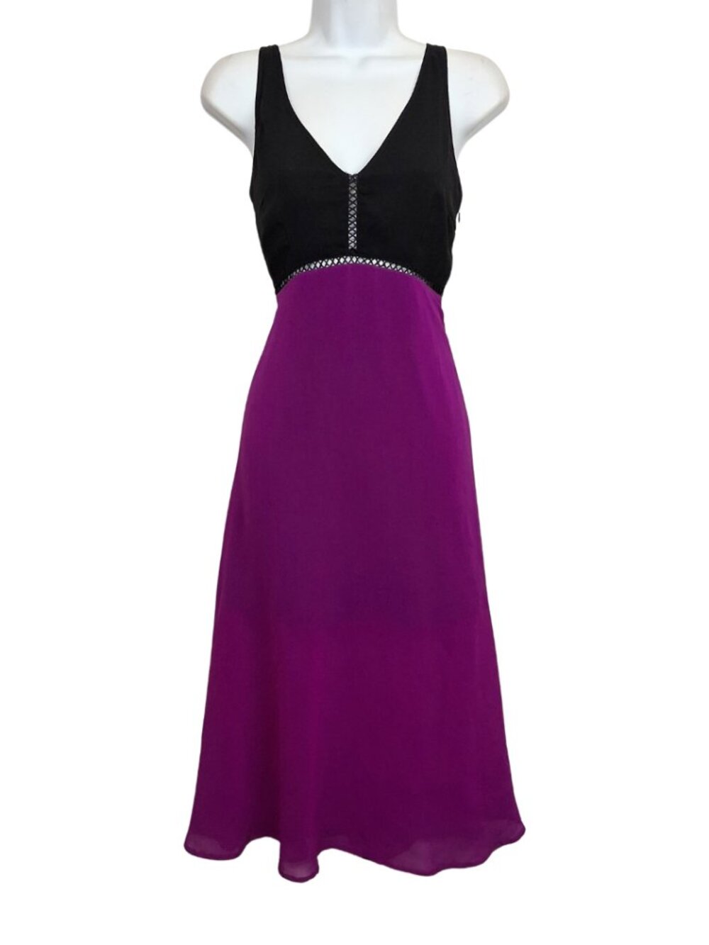 FOREVER 21 Purple Midi Dress V Neck Sleeveless Chiffon Dress Small